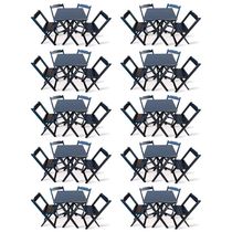 Kit De 10 Conjuntos De Mesa Dobrável 60x60 Com 4 Cadeiras Preto - Cor: Preto