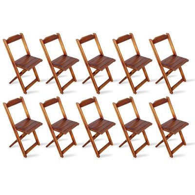 Kit De 5 Conjuntos De Mesa Dobrável 70x70 Com 2 Cadeiras Imbuia - Cor: Marrom