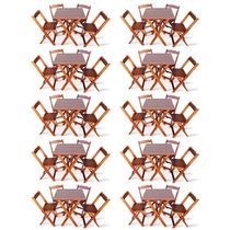 Kit De 10 Conjuntos De Mesa Dobrável 70x70 Com 4 Cadeiras Imbuia - Cor: Marrom