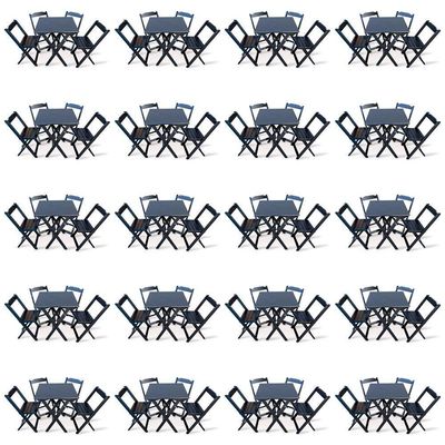 Kit De 20 Conjuntos De Mesa Dobrável 60x60 Com 4 Cadeiras Preto