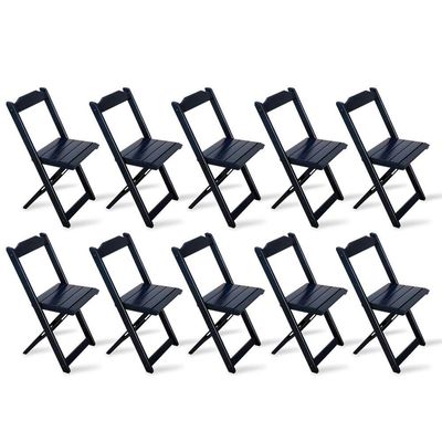 Kit De 5 Conjuntos De Mesa Dobrável 70x70 Com 2 Cadeiras Preto - Cor: Preto