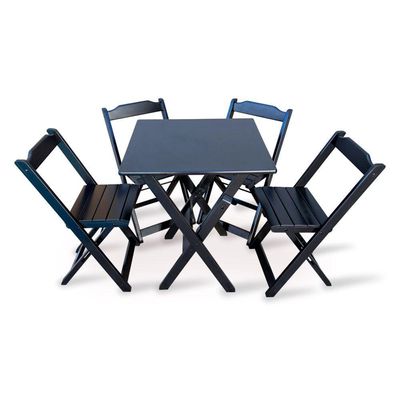 Kit De 20 Conjuntos De Mesa Dobrável 60x60 Com 4 Cadeiras Preto