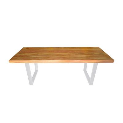 Conjunto Mesa Industrial Lanna 2,20m Ferragem Branca Com Banco Industrial Lanna Branco