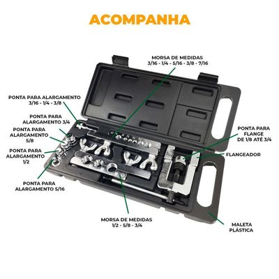 Kit Flangeador De Tubos Com Alargador 3-16 - 3-4 Ct-275 único