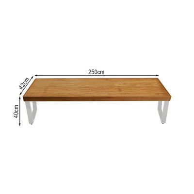 Conjunto Mesa Industrial Lanna 2,50m Ferragem Branca Com Banco Industrial Lanna Branco