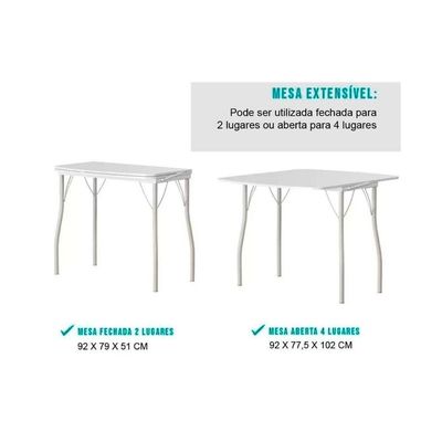 Conjunto Mesa Sala Jantar Multiuso Dobrável E 2 Banquetas 1700 Prata Branco Prata Preto Carraro