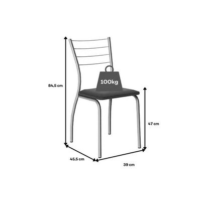 Conjunto Mesa Sala Jantar Multiuso Dobrável E 2 Banquetas 1700 Prata Branco Prata Preto Carraro