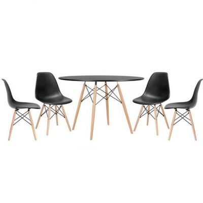 Conjunto Mesa Eames Preta 110cm E 4 Cadeiras Eames Pp Preta