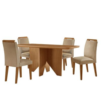 Mesa Evora 120 Mdf Canto Copo E Com 4 Cadeiras Athenas Turim 07-naturalle-naturalle