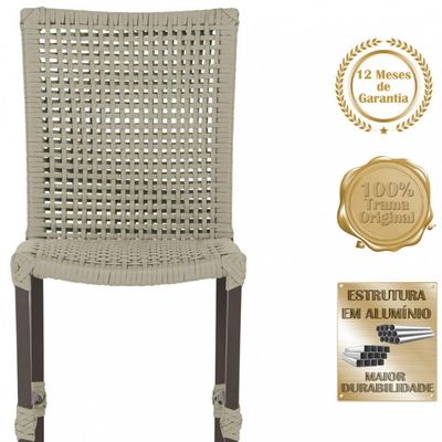 8 Cadeiras Cannes Corda Náutica E Mesa Retangular Alumínio Rami