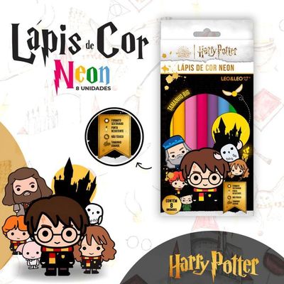 Lapis De Cor Big Neon Sextavado 8 Cores Harry Potter Leo&leo