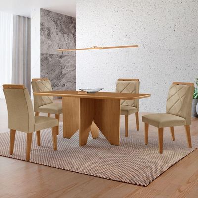 Mesa Evora 120 Mdf Canto Copo E Com 4 Cadeiras Melissa Turim 07-naturalle-naturalle