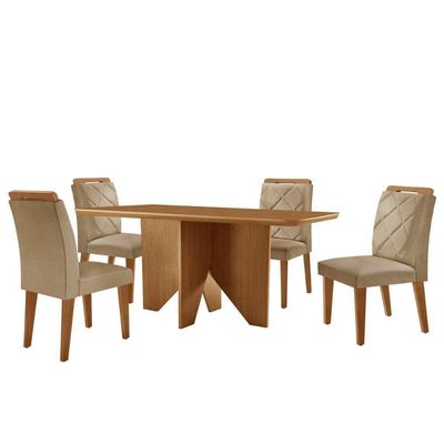 Mesa Evora 120 Mdf Canto Copo E Com 4 Cadeiras Melissa Turim 07-naturalle-naturalle