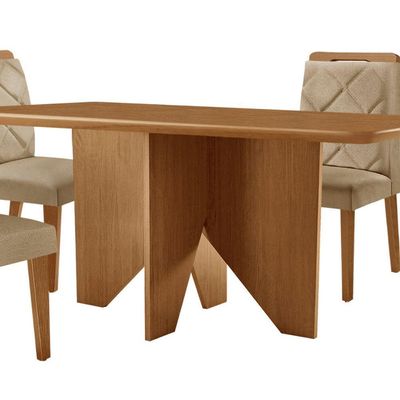 Mesa Evora 120 Mdf Canto Copo E Com 4 Cadeiras Melissa Turim 07-naturalle-naturalle