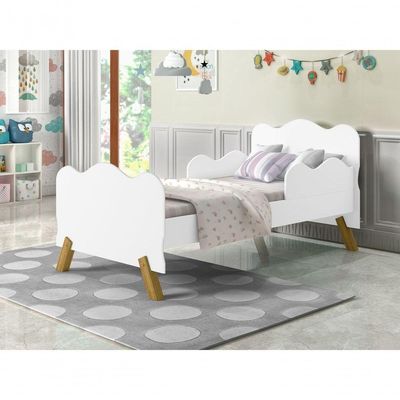 Cama Infantil Nuvem Branca Com Proteção Lateral E Colchão