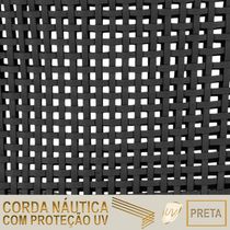 6 Cadeiras Corda Náutica E Mesa Tampo 2,00m Ripado Alumínio Preto