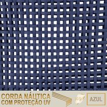 6 Cadeiras Corda Náutica E Mesa Tampo 2,00m Ripado Alumínio Azul