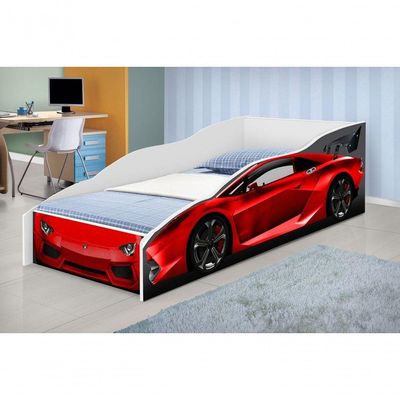 Cama Infantil Carro Vermelho Com Colchão