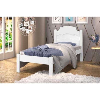 Cama Solteiro Iris Branco E Azul Branco
