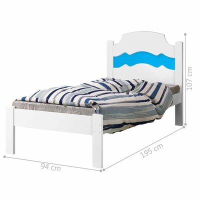 Cama Solteiro Iris Branco E Azul Branco