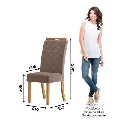 Conjunto Sala Jantar Mdf|Cadeiras Off White E Marrom Amêndoa