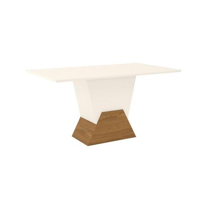 Conjunto Sala Jantar tampo Mdf| Cadeiras Off White C/Nature