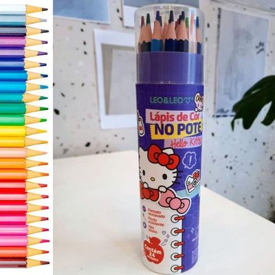 Lapis De Cor No Pote Hello Kitty - 24 Cores - Leo & Leo