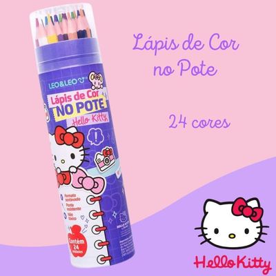 Lapis De Cor No Pote Hello Kitty - 24 Cores - Leo & Leo