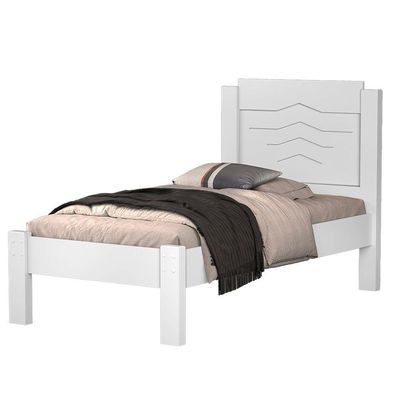 Cama Solteiro Jade Branco Com Colchão