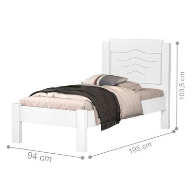 Cama Solteiro Jade Branco Com Colchão
