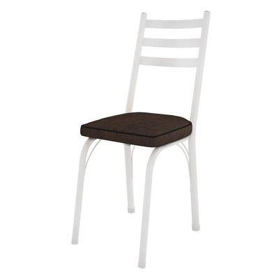 Kit 4 Cadeiras De Cozinha Luisiana Estampado Imbuia Pés De Ferro Branco