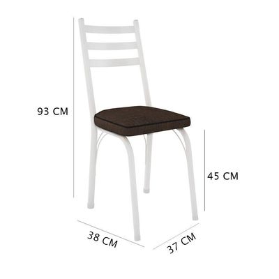 Kit 4 Cadeiras De Cozinha Luisiana Estampado Imbuia Pés De Ferro Branco
