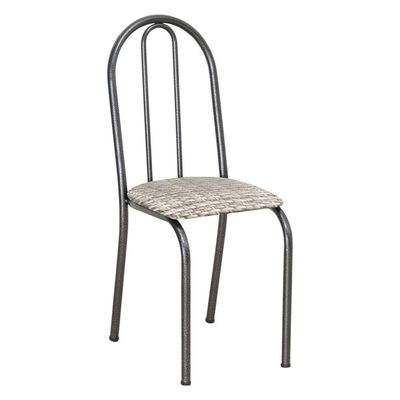 Kit 8 Cadeiras De Cozinha Califórnia Estampado Rattan Bege Pés De Ferro Preto