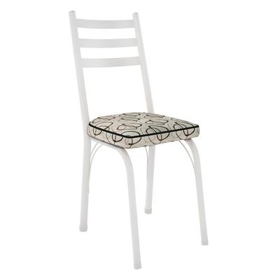 Kit 8 Cadeiras De Cozinha Luisiana Estampado Cedro Pés De Ferro Branco