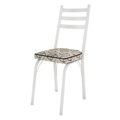 Kit 8 Cadeiras De Cozinha Luisiana Estampado Cedro Pés De Ferro Branco