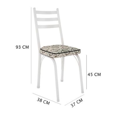 Kit 8 Cadeiras De Cozinha Luisiana Estampado Cedro Pés De Ferro Branco