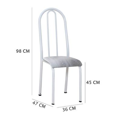 Kit 8 Cadeiras De Cozinha Flórida Estampado Prata Pés De Ferro Branco