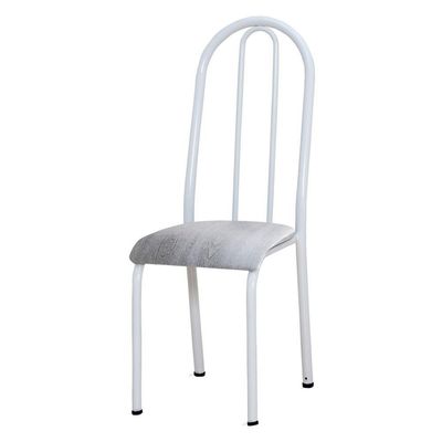 Kit 8 Cadeiras De Cozinha Flórida Estampado Prata Pés De Ferro Branco