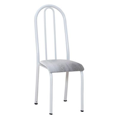 Kit 8 Cadeiras De Cozinha Flórida Estampado Prata Pés De Ferro Branco