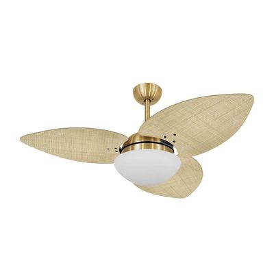 Ventilador De Teto Dormamu Dourado 3 Pás Palmae Natural 220v 220V