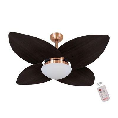 Ventilador De Teto Cobre 4 Pás Tabaco 127V C/ Controle 110V