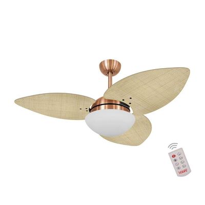 Ventilador De Teto Cobre 3 Pás Palmae Natural 127V 110V
