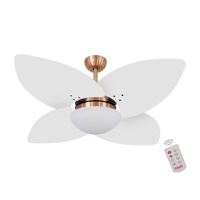 Ventilador De Teto Cobre 4 Pás Branco 127V C/ Controle 110V