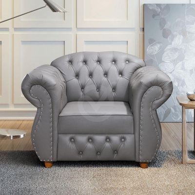 Poltrona Chesterfield Merlô Via Encanto Courano Cinza