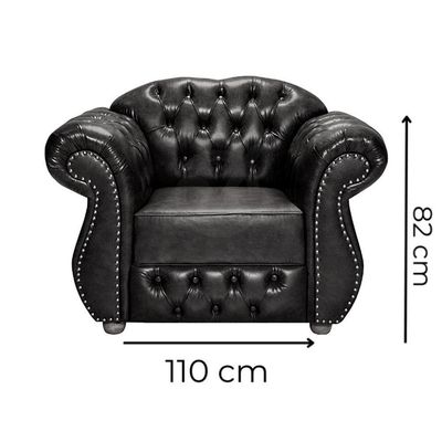 Poltrona Chesterfield Merlô Via Encanto Courano Cinza