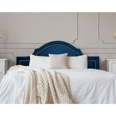 Cabeceira Queen Luxo 160X60 Azul Tachas Prata