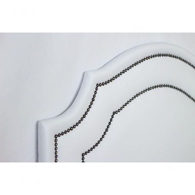 Cabeceira Solteiro Luxo Dupla 90X60 Branco Tachas Fumê