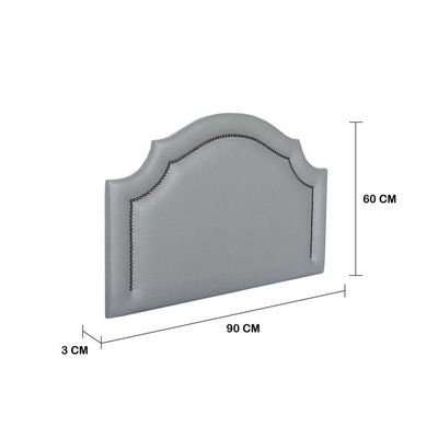 Cabeceira Solteiro Luxo 90X60 Cinza Tachas Fumê
