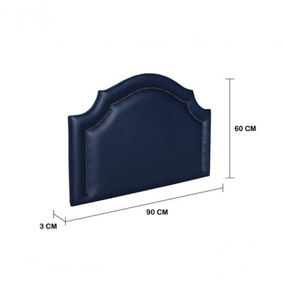 Cabeceira Solteiro Luxo 90X60 Azul Tachas Fumê