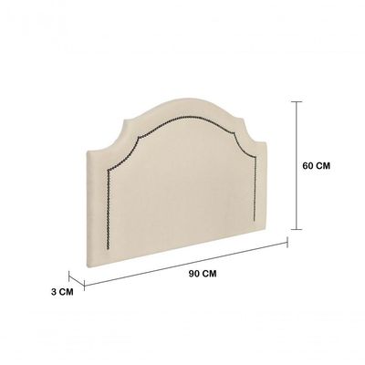 Cabeceira Solteiro Luxo 90X60 Off White Tachas Fumê
